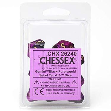 Imagem de Chessex d10 Black & Purple w/Gold (10)