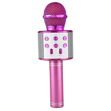 Imagem de OUYAWEI WS-858-1 Wireless Bluetooth Karaoke Microphone Stereo Mic KTV USB Speaker Player Pink