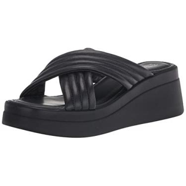 Imagem de Bella Vita Sandália plataforma feminina Maz-Italy Made in Italy, couro marinho, 39 largo, Couro marinho, 9 Wide