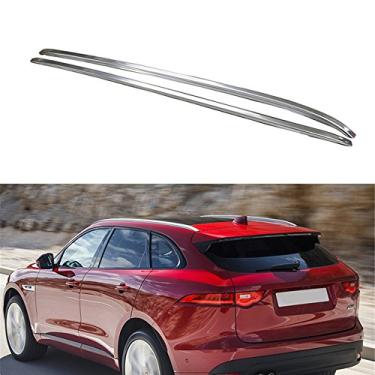 Imagem de UDP 2 peças trilho lateral de rack de teto alumínio superior bagageiro trilhos de teto prata serve para Jaguar F-Pace F Pace 2016-2020
