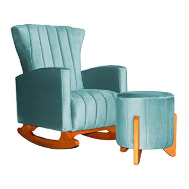 Imagem de Kit 01 Poltrona Melinda Balanço e 01 Puff Jade Luxo Veludo Cores - DS Estofados