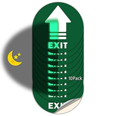 Imagem de Adesivos de flecha que brilham no escuro Saída Decalques Pacote com 10 placas fotoluminescentes de flecha de 17,78 cm, vinil super rígido forte, brilha por até 8 horas