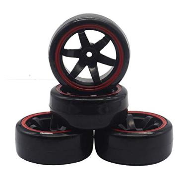Imagem de 4Pack ShareGoo OD 2.44" RC Drift Tires Set,RC Hard Plastic Tyres & Wheel Rims 12mm Hex Compatible with Traxxas HSP Tamiya Kyosho HPI Redcat 1/10 On-Road Racing Drifting RC Car