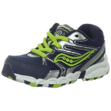 Imagem de Saucony Tênis de corrida Cohesion de renda para meninos (infantil), Azul-marinho/limão/prata, 4.5 Wide Toddler