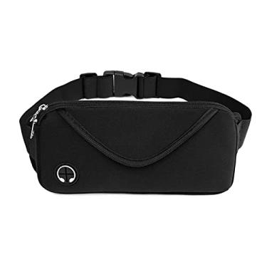 Imagem de Bolsa de cintura de corrida cinto esportivo impermeável masculino feminino pochete maratona com 3 zíperes ajustáveis bolsa de armazenamento respirável serve para todos os telefones, preto, 12 * 23 cm