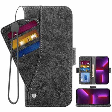 Imagem de DIIGON Capa de telefone carteira fólio para LG Q52, capa de couro PU premium slim fit para LG Q52, 1 slot para moldura de foto, evitar arranhões, preto