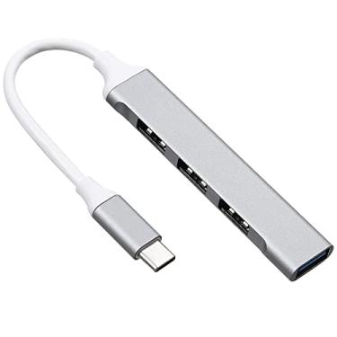 Imagem de Qudai Hub Type-C Macho para USB Adaptador fêmea 4-em-1 Hub de liga de alumínio tipo C com portas USB 2.0 / USB3.0 ampla compatibilidade prata BD