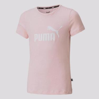 Imagem de Camiseta Puma Ess Logo G Juvenil Feminina Rosa E Branca