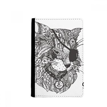Imagem de Porta-passaporte com pintura humana de gato com um olho notecase Burse carteira capa para cartão, Multicolorido.