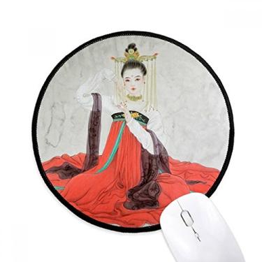 Imagem de DIYthinker Beleza clássica estilo chinês aquarela mouse pad desktop escritório tapete redondo para computador