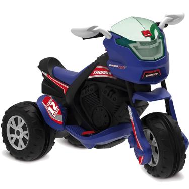 Moto Eletrica Infantil Biemme Sprint Turbo 12V Capacete Azul na