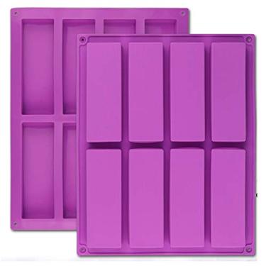 Imagem de Palksky (2 peças) 8 Cavidades Retangular Granola Bar Silicone Mold/Nutrição/Cereal Bar Maker Energy Bar Maker para Trufas de Chocolate Ganache Pão Brownie Cornbread Cheesecake Pudim Manteiga Molde