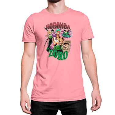 Imagem de Camiseta One Piece Roronoa Zoro Samurai Wanted Money Cor:Rosa;Tamanho:M