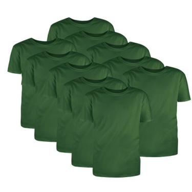 Imagem de Kit Com 10 Camisetas Básica Algodão Verde Bandeira Tamanho P - Mc Clot