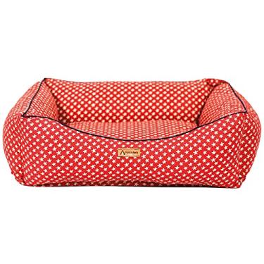 Imagem de Cama PREMIUM Para Cachorro e Gato Patch Petz Com Aquablock Ativo (Vermelho c/Flores, P)