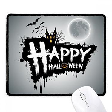 Imagem de Mousepad Halloween Ghost Fear Happy borda costurada tapete de borracha para jogos
