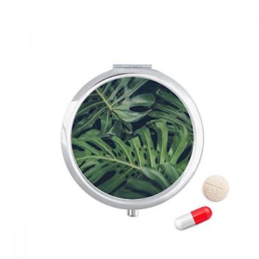 Imagem de Porta-comprimidos de folhas verdes com imagem de planta noturna natureza caixa de armazenamento de medicamentos dispensador de recipiente