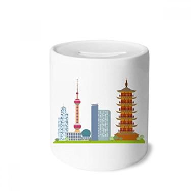 Imagem de DIYthinker China Arquitetura TV Torre Padrão de Marco Caixa de Dinheiro Caixa de Cerâmica Porta-Moedas Presente