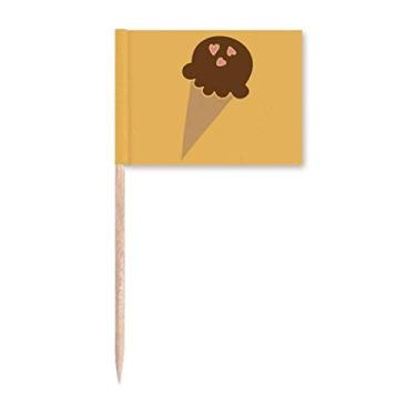 Imagem de Bandeiras de palito de chocolate amendoim com chocolate e sorvete, enfeite de festa