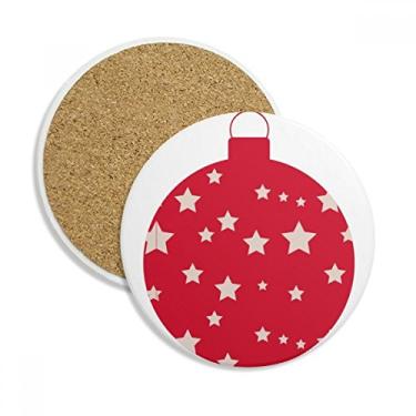 Imagem de Caneca de porta-copos vermelha de estrela de Natal com proteção de mesa, pedra absorvente