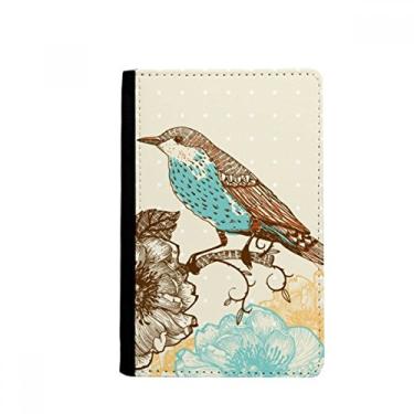Imagem de Carteira Freehand Sketch Flower Bird Azul Preto Passaporte Notecase Burse Carteira Porta-cartões