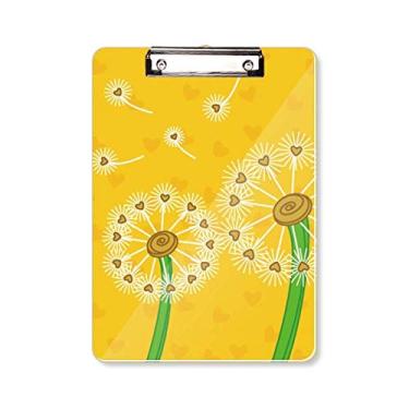 Imagem de Flor amarela dente-de-leão flores prancheta pasta bloco de escrita placa de apoio A4