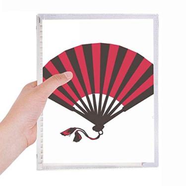 Imagem de Caderno de leques japonês, vermelho, preto, folhas soltas, diário recarregável, artigos de papelaria