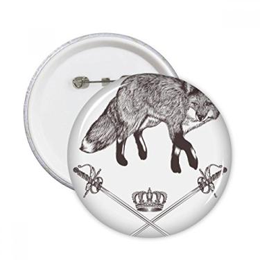 Imagem de Espada de raposa Coroa Animal Preto Branco Estilo Barroco Pinos Redondo Emblema Decoração Roupas Presente 5 peças
