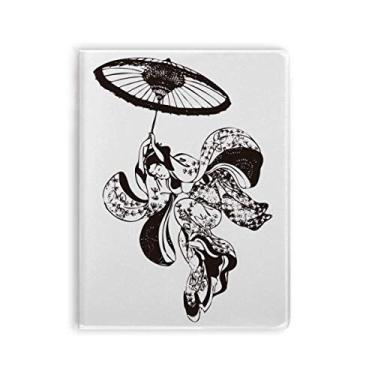 Imagem de Caderno de ilustração de guarda-chuva feminino japonês, capa de chiclete, diário de capa macia
