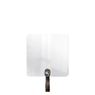 Imagem de Espelho Decorativo Cantos Com Gancho Alumínio Cromado Com Corino Rajado 50 X 50 Cm