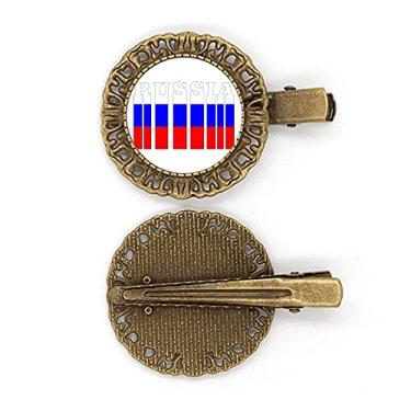 Imagem de Bandeira Country Script Rússia Grampo de cabelo Broche de cabelo Presilha