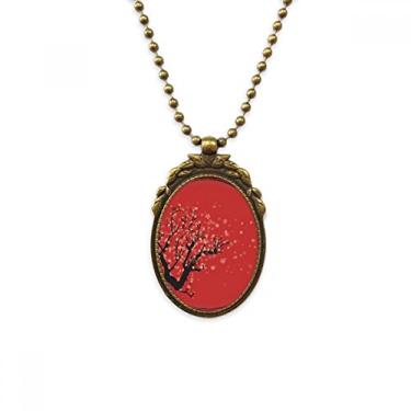 Imagem de DIYthinker Colar vintage com pingente de contas vintage com estampa de arte Sakura vermelha e branca da cultura japonesa