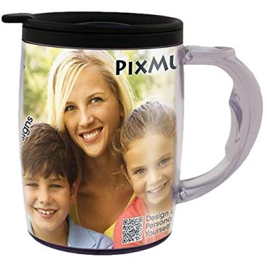 Imagem de PixMug - Caneca de foto com alça - 425 g - A caneca que é uma moldura - DIY - Insira suas próprias fotos ou crie e imprima inserções online - 1 pacote