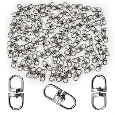 Imagem de 100 peças de conector giratório de anel de chave com design de extremidade dupla, fecho giratório de abertura dupla, fecho giratório, cordão, chaveiro, mochila, porta-chaves, acessórios de artesanato