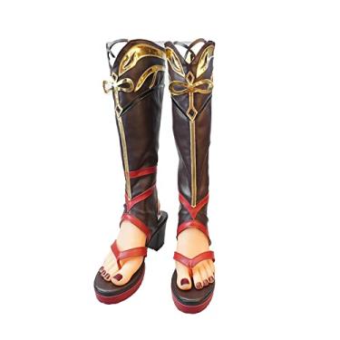 Imagem de Shikanoin Heizou Botas de Cosplay para Jogo Genshin Impact Mulheres Homens Sapatos Anime Halloween, Preto, 7.5