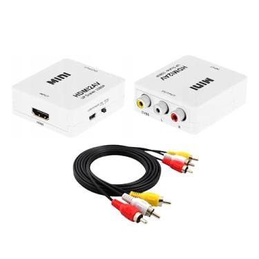 Imagem de Conversor HDMI para RCA, HDMI para AV, Mini Conversor Adaptador HDMI para RCA Áudio 1080p HDMI para caixa adaptadora de áudio e vídeo analógico composto para TV mais antiga + Cabo