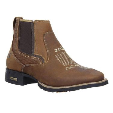 Imagem de Botina Masculina Marrom Zebu Bico Quadrado 28327