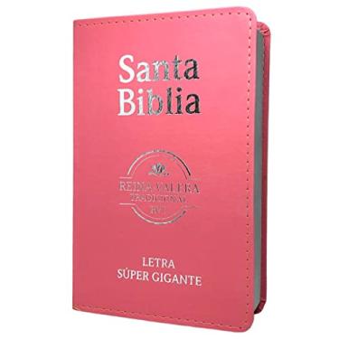 Imagem de Santa biblia reina valera trad. rvt - lt súper gigante 1664 cuero artificial - rosa