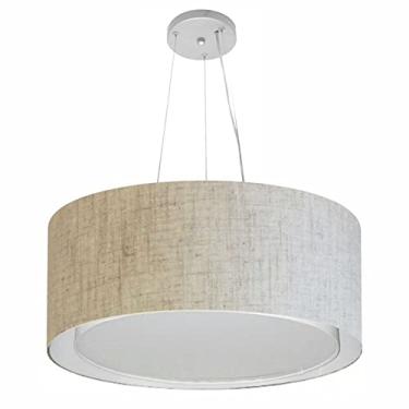 Imagem de Lustre Pendente Cilíndrico Duplo Cúpula Tecido 50x25 cm, Vivare Iluminação, Pendente4124 RST, Rustico Bege, Médio