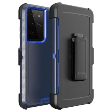 Imagem de Capa com clipe de cinto à prova de choque para armadura resistente 3 em 1 para Samsung Galaxy S22 S21 S20 S23 ULTRA S10 S9 S8 PLUS Note 20 10 9 8 capa, para S22Plus, azul marinho