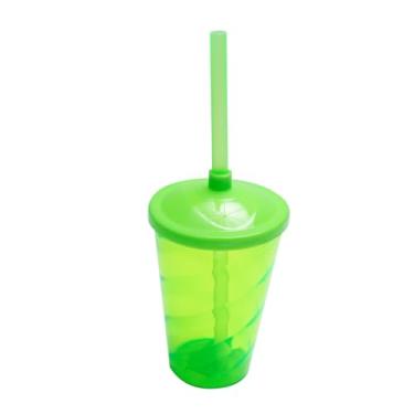 Imagem de 12 Copos Twister Com Tampa e Canudo Cristal Colorido 400ml Cor:Verde Neon