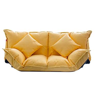 Imagem de Cadeira de assento de sofá Sofá de 2 lugares Sofá de chão reclinável Sofá de chão reclinável Sofá de chão Sofá-cama Pacto Sofá baixo, amarelo interesting