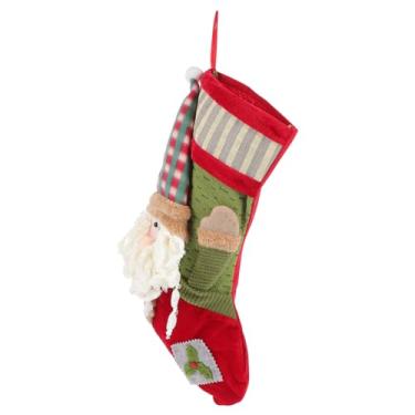 Imagem de GARVALON 1 Peça Meias De Natal Sacos De Meias De Feriado Enfeites De Papai Noel Sacos De Guloseimas De Natal Meias Penduradas De Natal Pingente Pendurado De Natal Pano