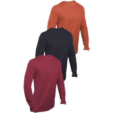 Imagem de KIT 3 Camisetas Com Proteção UV 50+ Dry Fit Segunda Pele Térmica Tecido Termodry Manga Longa - Vermelho, Preto, Laranja - GG