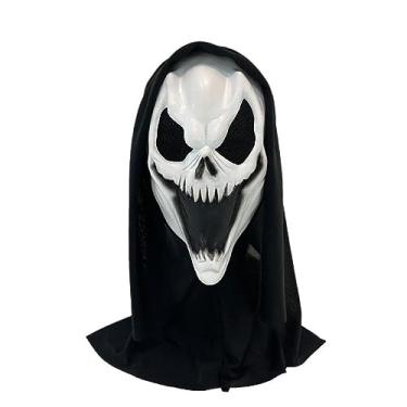 Imagem de Halloween Caveira Assustadora Rosto Látex Terror Cabeça Cheia Halloween Cosplay Fantasia Adereços Para Adultos Crianças Filme de Terror M