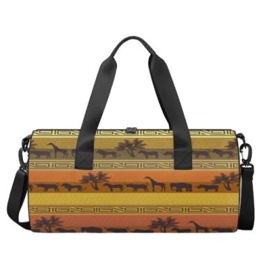 Imagem de Bolsa esportiva de viagem de animais selvagens africanos savana bolsa de ginástica esportiva masculina feminina bolsa de viagem esportiva 43 cm × 23 cm × 23 cm bolsa esportiva de fim de semana bolsa