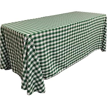 Imagem de LA Linen Toalha de mesa retangular quadriculada de poliéster, 228 cm x 335 cm, verde e branco, verde 532/branco