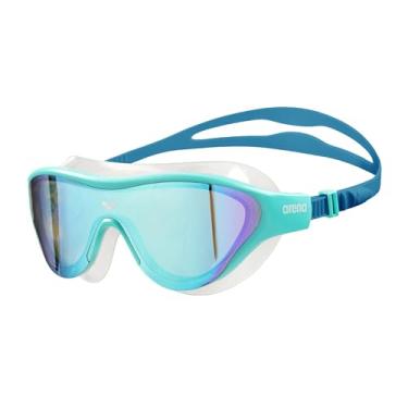Imagem de Arena Óculos de natação unissex adulto The One Swim Mask Fitness para homens e mulheres lentes espelhadas de policarbonato de ajuste grande, azul/azul cosmo/água