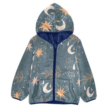 Imagem de KLL Casaco infantil forrado com estampa boho para meninas de ovelha azul marinho roupas de bebê 3T, Design com estampa boho, 9-10 Anos