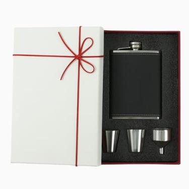 Imagem de Conjunto de presente de garrafa de quadril. Jarro de 227 g para homens e mulheres. 2 xícaras e um conjunto de funil. (branco)